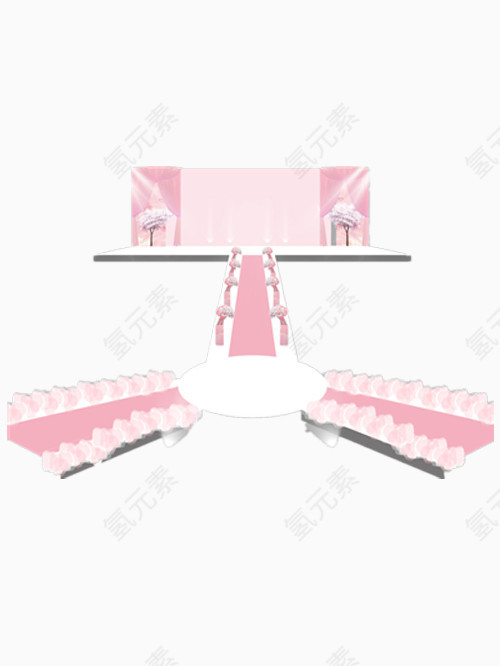 漂亮粉色花路引的婚礼效果图