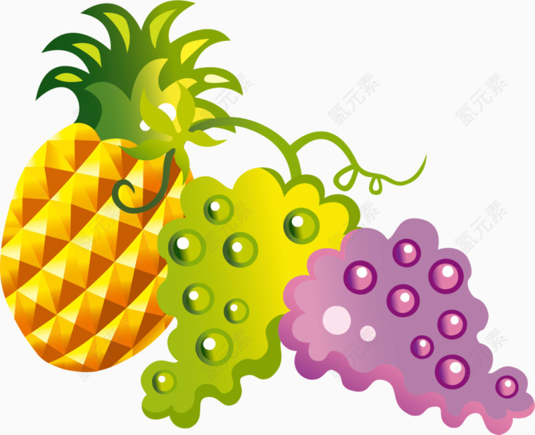 菠萝葡萄素材图片