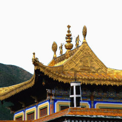 中国风古建筑金黄色房顶
