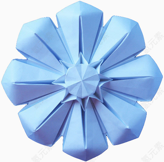 蓝色花朵折纸