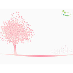 粉色小树系列PPT背景