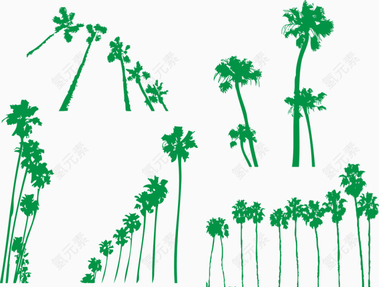 棕榈树剪影矢量图