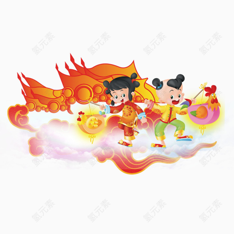 祥云上的中国福娃