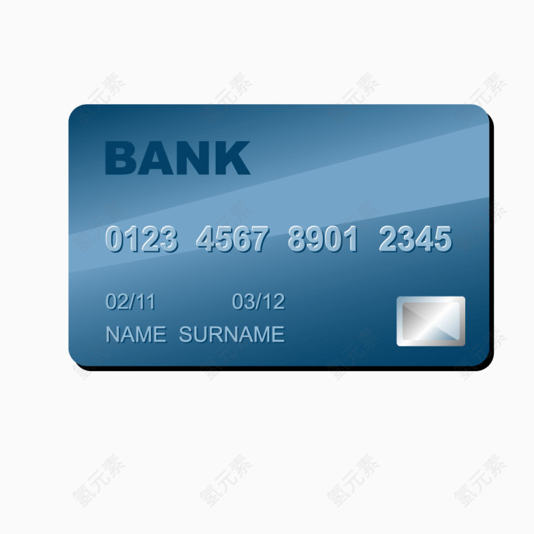 蓝色商务银行卡立体