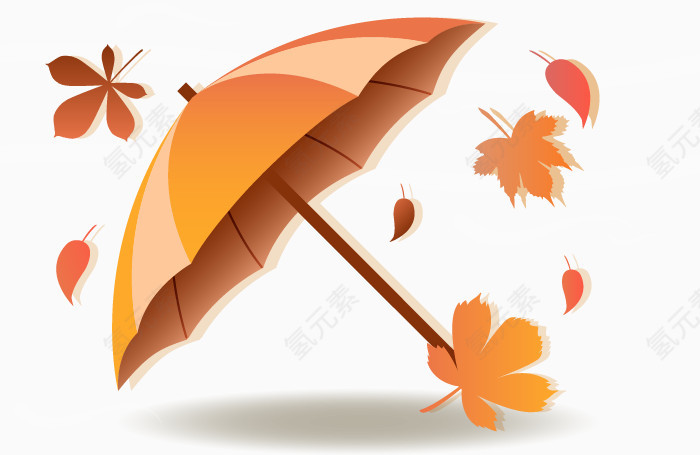 秋叶雨伞
