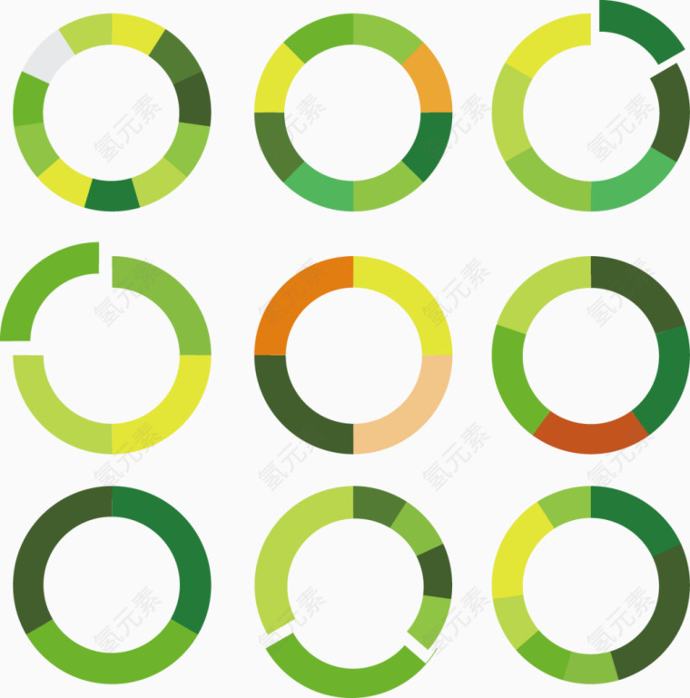 矢量创意设计环形彩色数据统计分布图