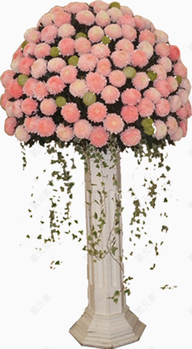 粉色圆形花束开业婚礼