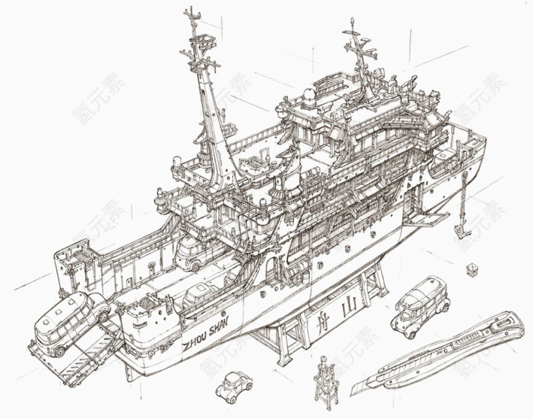 建筑模型线稿