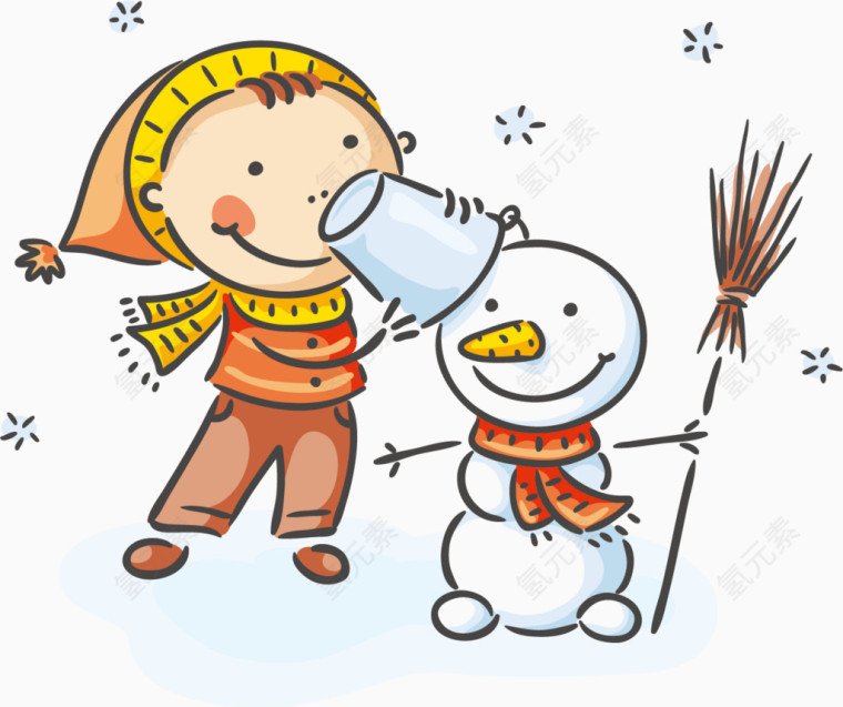 堆雪人儿童下雪入冬素材