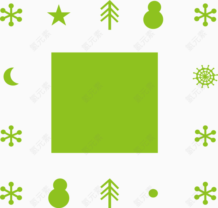 绿色简单冰雪边框元素