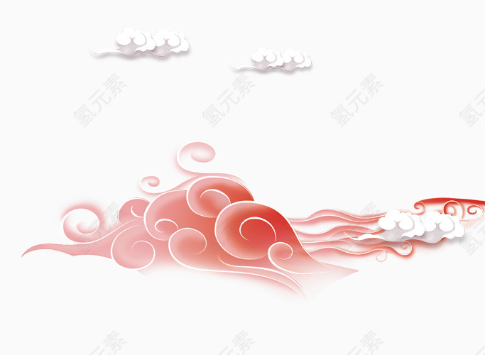 红色中国风云朵装饰图案
