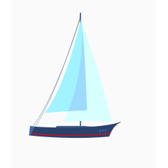 矢量蓝色卡通帆船探险