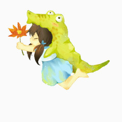背着恐龙玩偶的少女