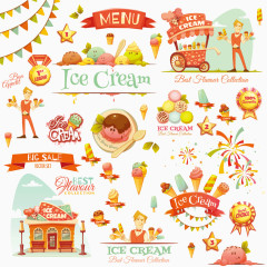 卡通冰淇淋销售矢量素材