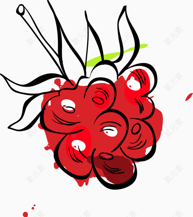 矢量手绘水果红色插画