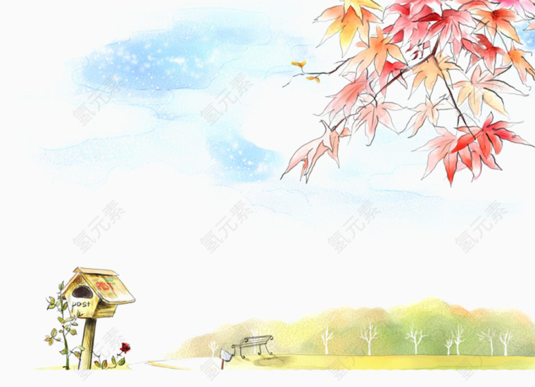秋风来枫叶红图片素材