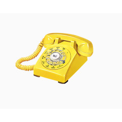 柠檬黄复古电话机