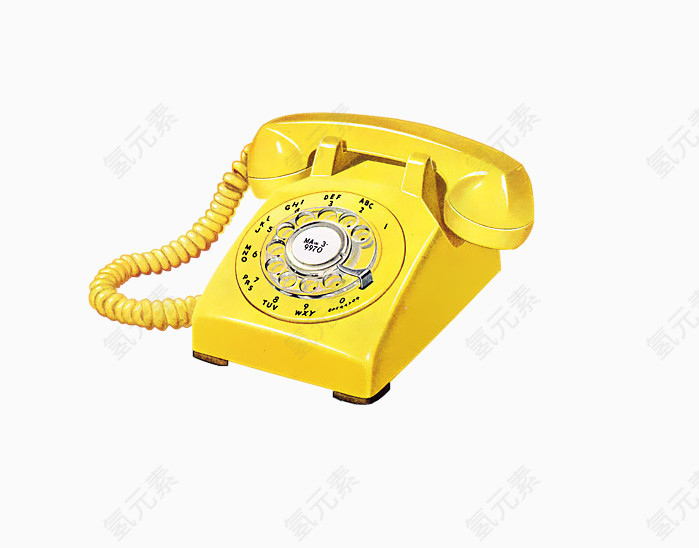 柠檬黄复古电话机