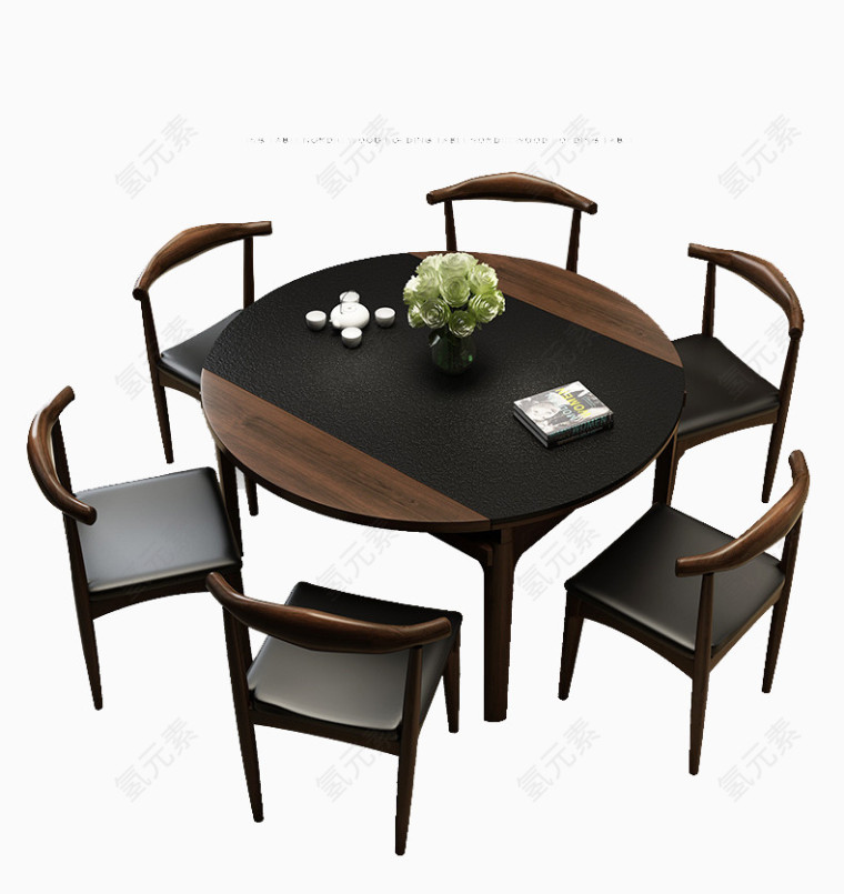 中式圆形餐桌复古风