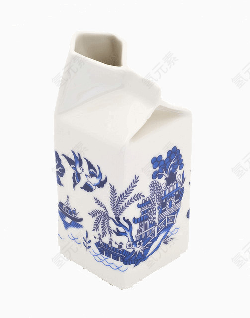 花纹陶瓷牛奶盒