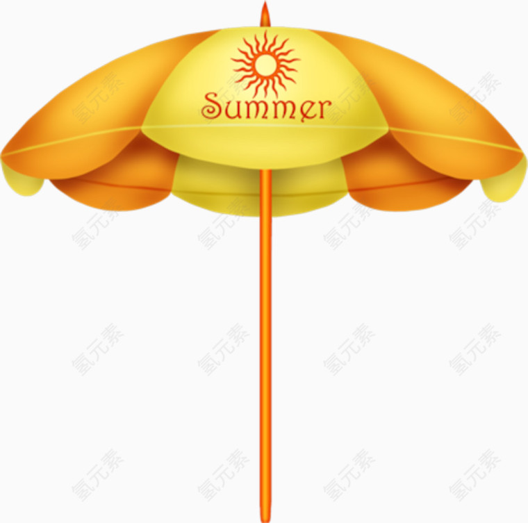 黄色卡通遮阳伞素材夏天