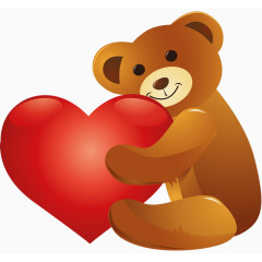 泰迪熊抱爱心免抠素材图