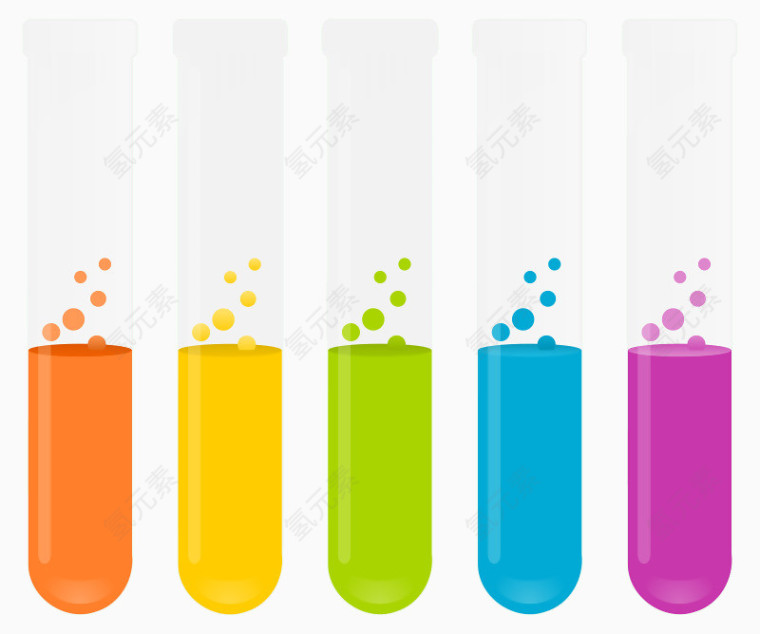 有质感的卡通彩色化学试管元素