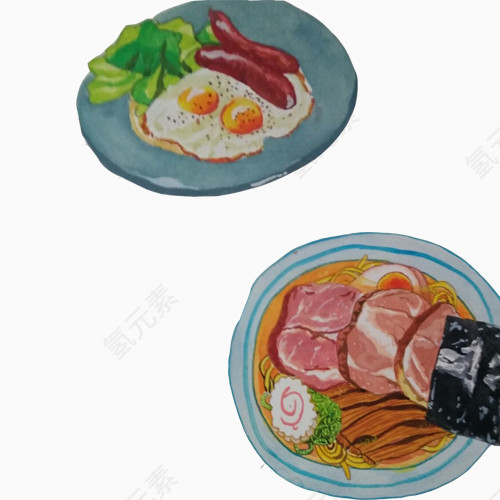 牛肉面煎蛋早餐素材图片