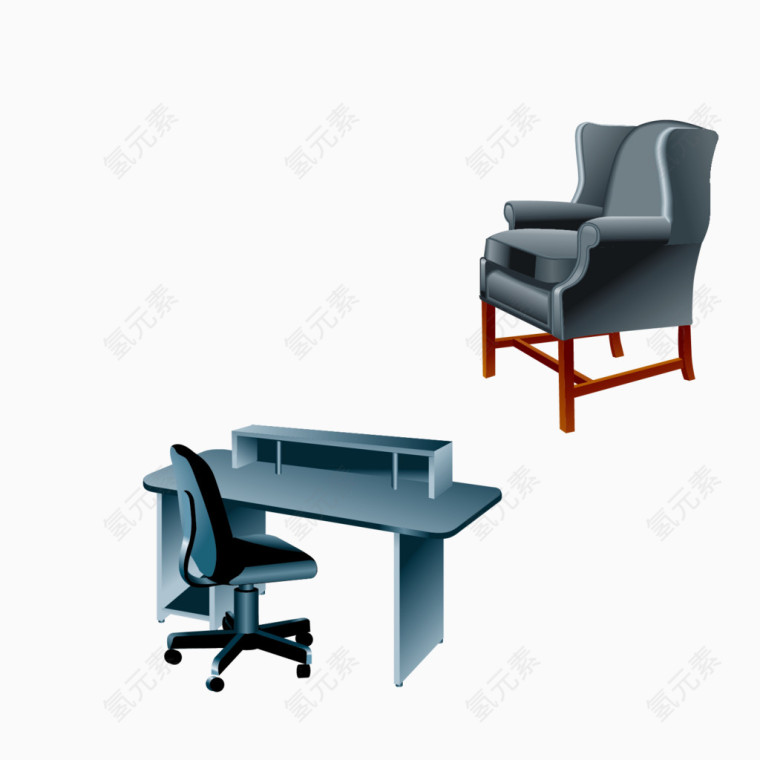 办公座椅单人沙发矢量图