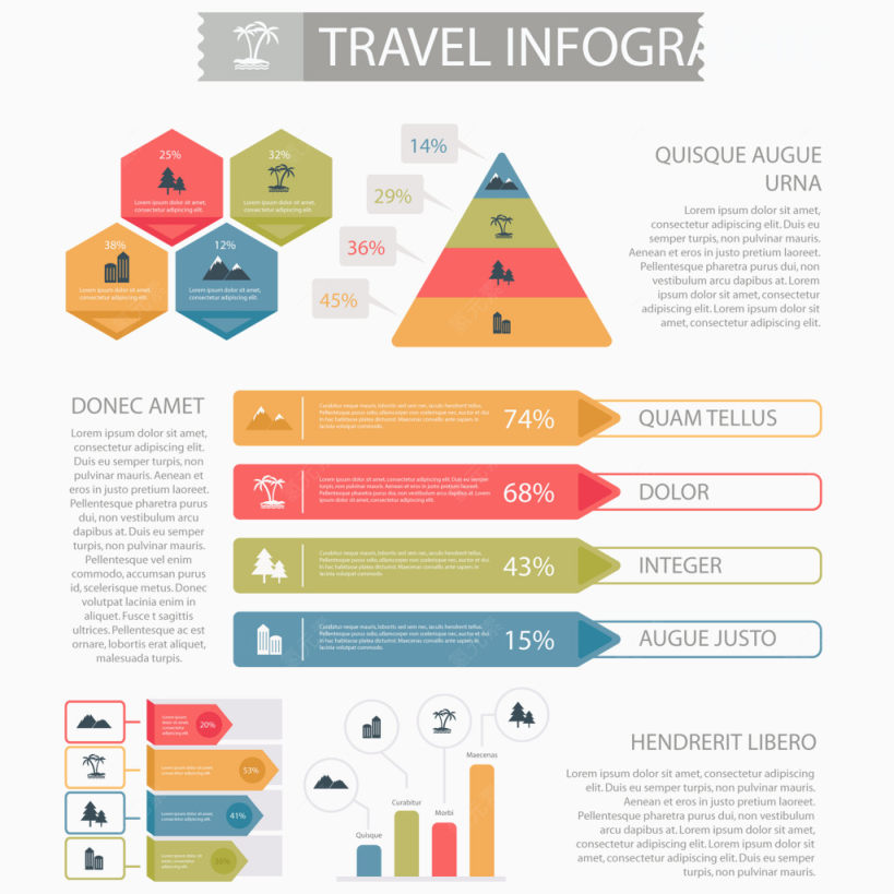 矢量旅游信息与不同的图表下载