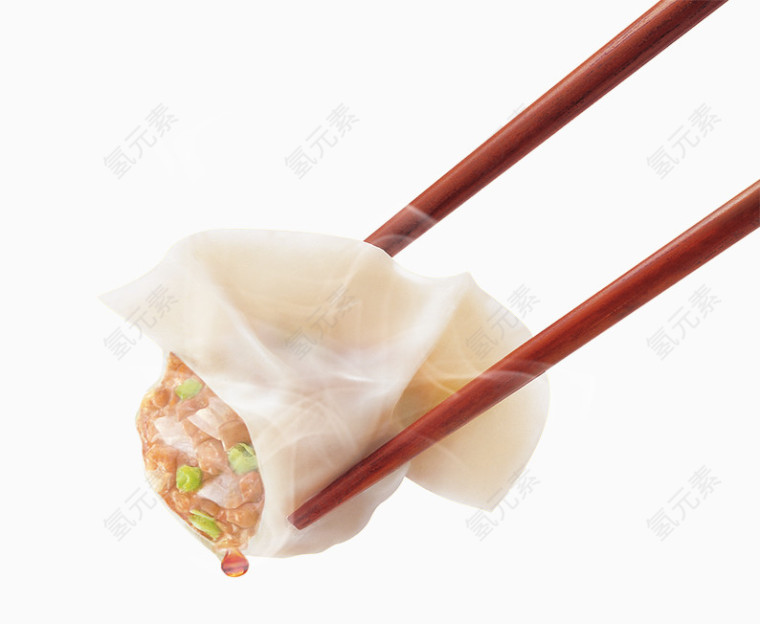 筷子夹着饺子