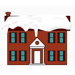 矢量红色别墅楼屋顶积雪