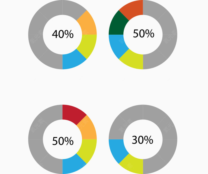 矢量百分比ppt素材数据比例圆环分析彩色下载