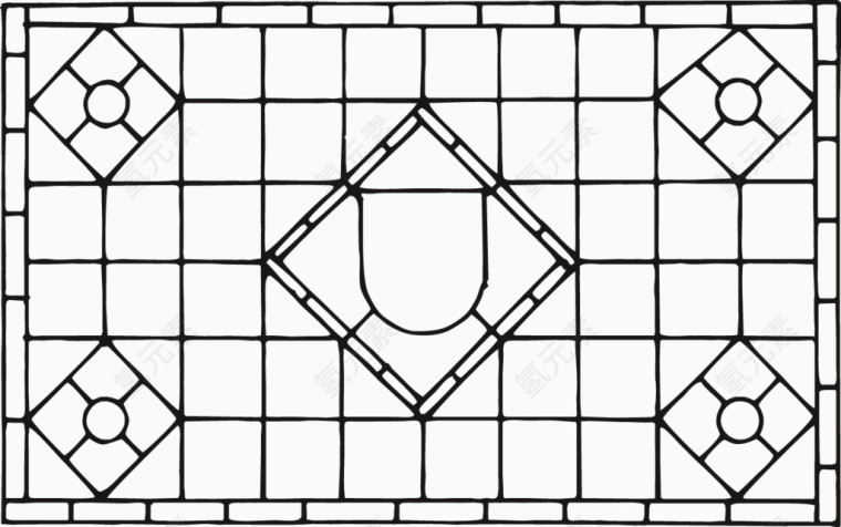 长方形窗上的菱形花纹
