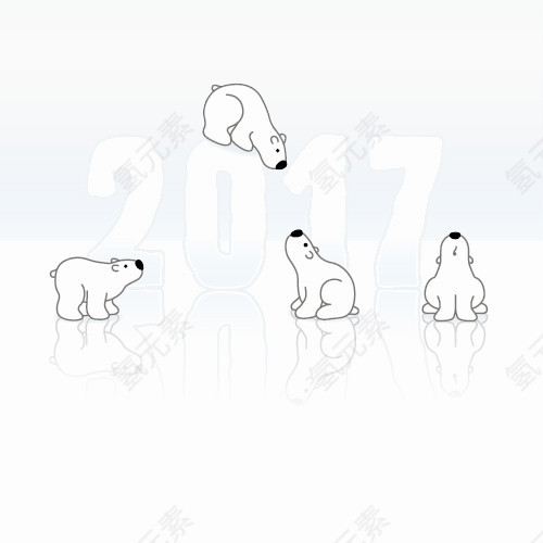 2017新年卡通北极熊图片