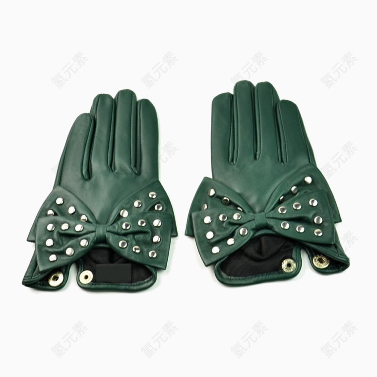 绿色带蝴蝶结的女士手套
