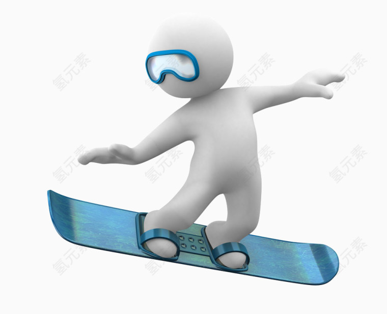 带眼镜的滑板3D小白人