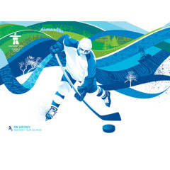 蓝色运动滑雪冰球