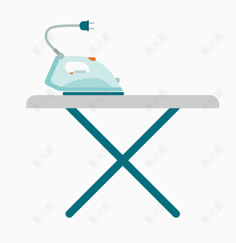 桌子和电熨斗扁平化素材