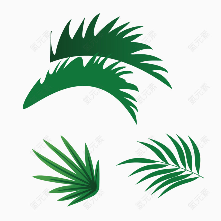绿色矢量棕榈叶子
