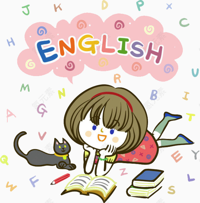 学习英语的小女孩
