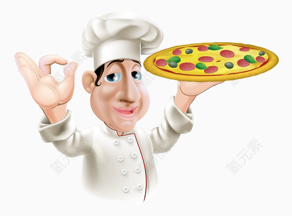 拿着披萨的厨师