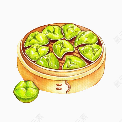 绿豆饺子手绘画素材图片