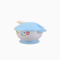 宝宝防滑碗带勺子婴儿辅食碗-蓝色