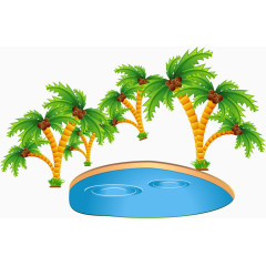 矢量水池和椰子树