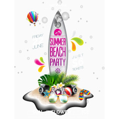 冲浪板沙滩海报