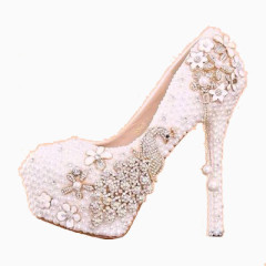 白色珍珠婚礼礼鞋