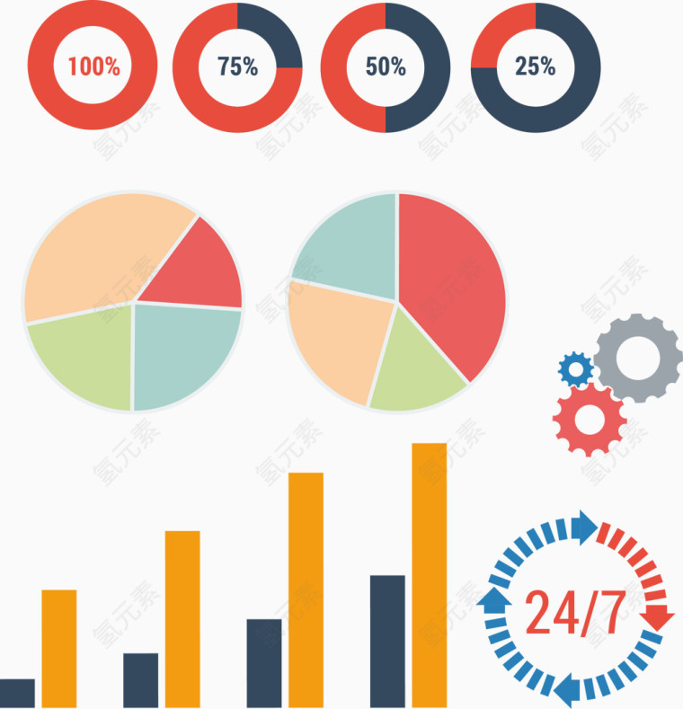 矢量彩色商务图表素材