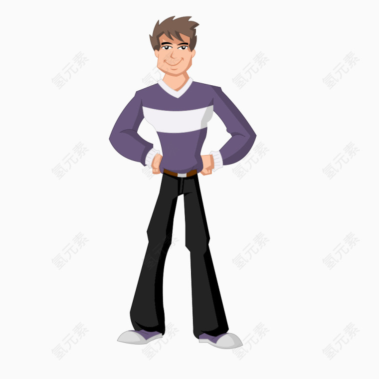 矢量时尚简约紫色上衣站姿男子