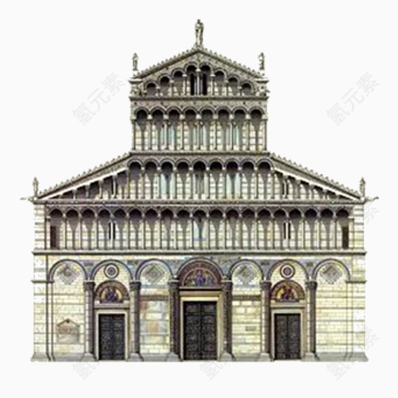 欧式古典绘画建筑物